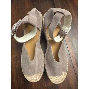 Soludos women's positano suede platform wedges espadrilles size 7 in ash gray